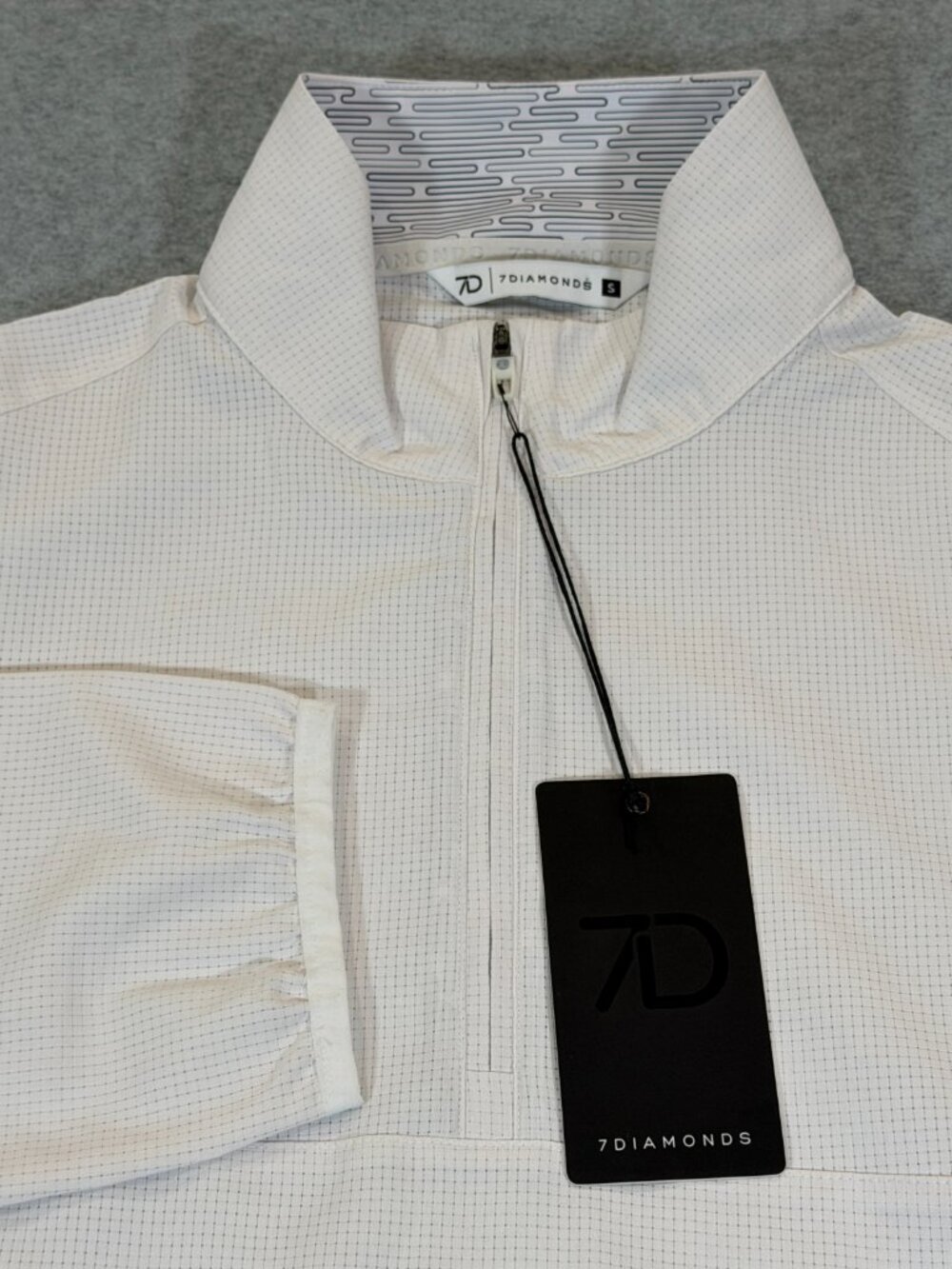 7 Diamonds Oxygenate Quarter Zip Pullover Drift White Mens Small Stretch NWT
